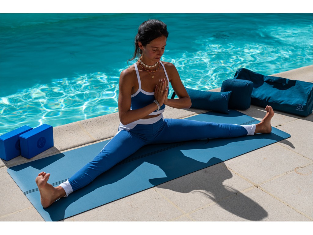 Sac à tapis de yoga Chic et Cool 100% Coton Bio 82cm x 17cm Bleu canard