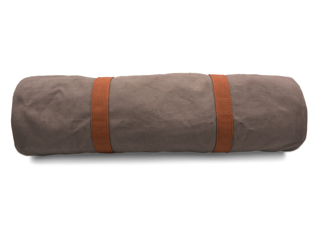Marineblaue Tasche für Yogamatten – taupefarbene Baumwolle 70cm x 20cm