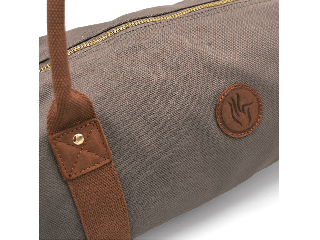 Marineblaue Tasche für Yogamatten – taupefarbene Baumwolle 70cm x 20cm