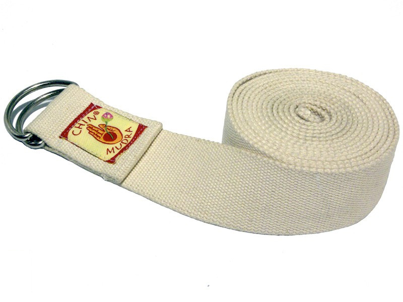 Sangle de yoga 100% coton Bio boucle 1/2 lune Blanche