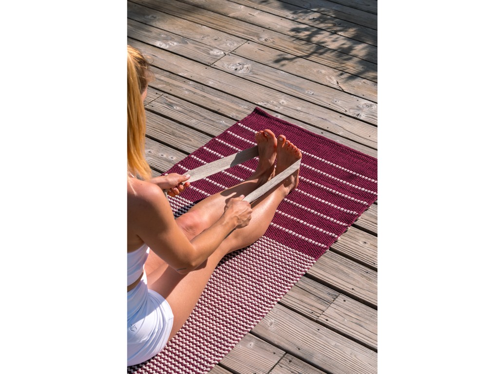 Cinturino da yoga in canapa naturale biologica con fibbia a mezzaluna 43,5 cm x 12 cm