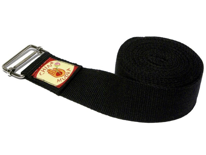 Organic rectangular buckle yoga strap Black