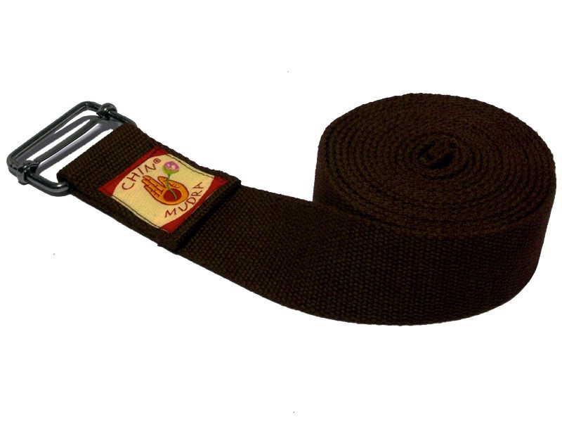 Cintura yoga in cotone organico con fibbia rettangolare Cioccolato