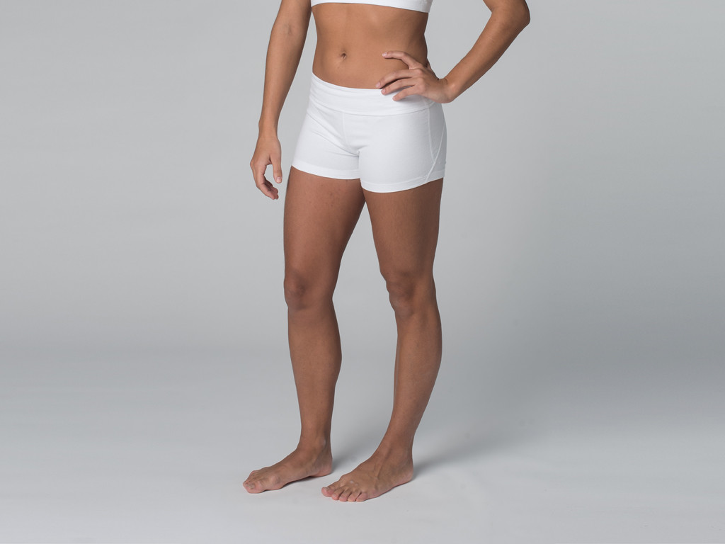 Short de yoga 95% coton Bio et 5% Lycra Blanc - Fin de Serie