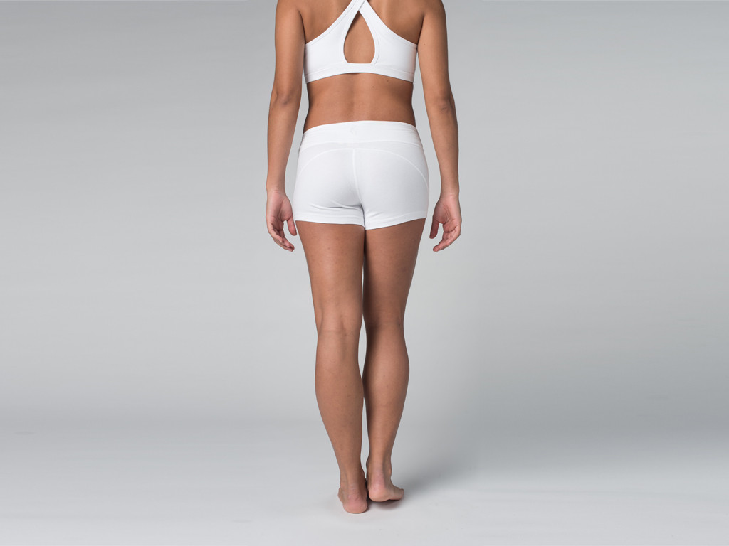 Short de yoga 95% coton Bio et 5% Lycra Blanc - Fin de Serie