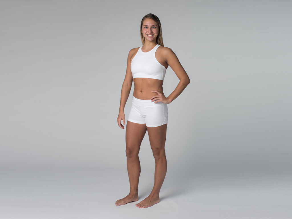 Shorts de ioga 95% algodão orgânico e 5% Lycra Branco - Fim da Série