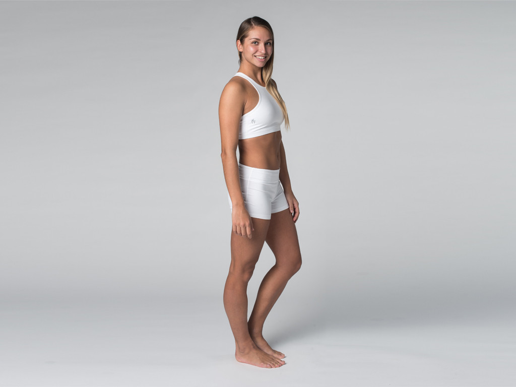 Short de yoga 95% coton Bio et 5% Lycra Blanc - Fin de Serie