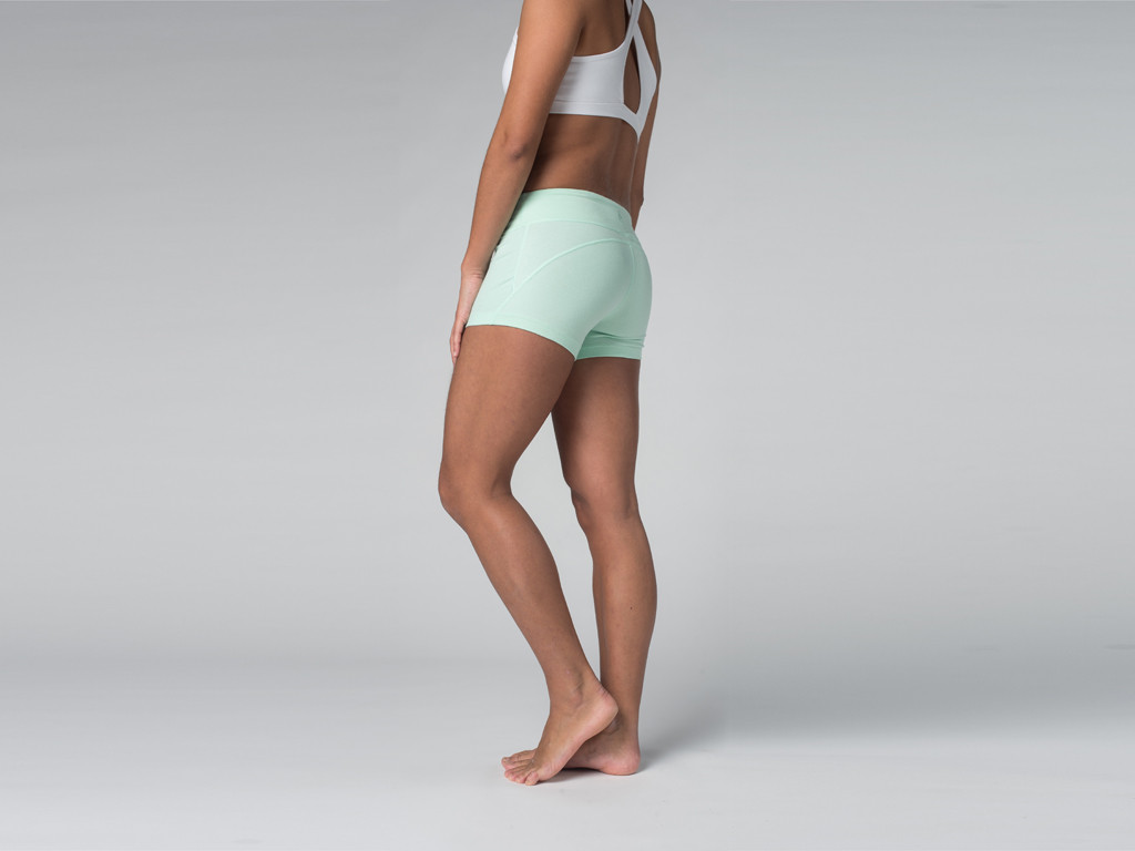 Short de yoga 95% coton Bio et 5% Lycra Vert Lagon - Fin de Serie