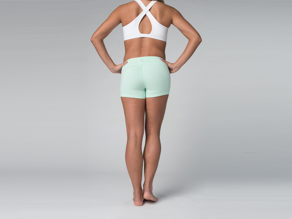 Short de yoga 95% coton Bio et 5% Lycra Vert Lagon - Fin de Serie