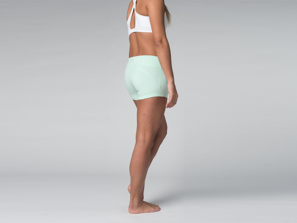 Short de yoga 95% coton Bio et 5% Lycra Vert Lagon - Fin de Serie