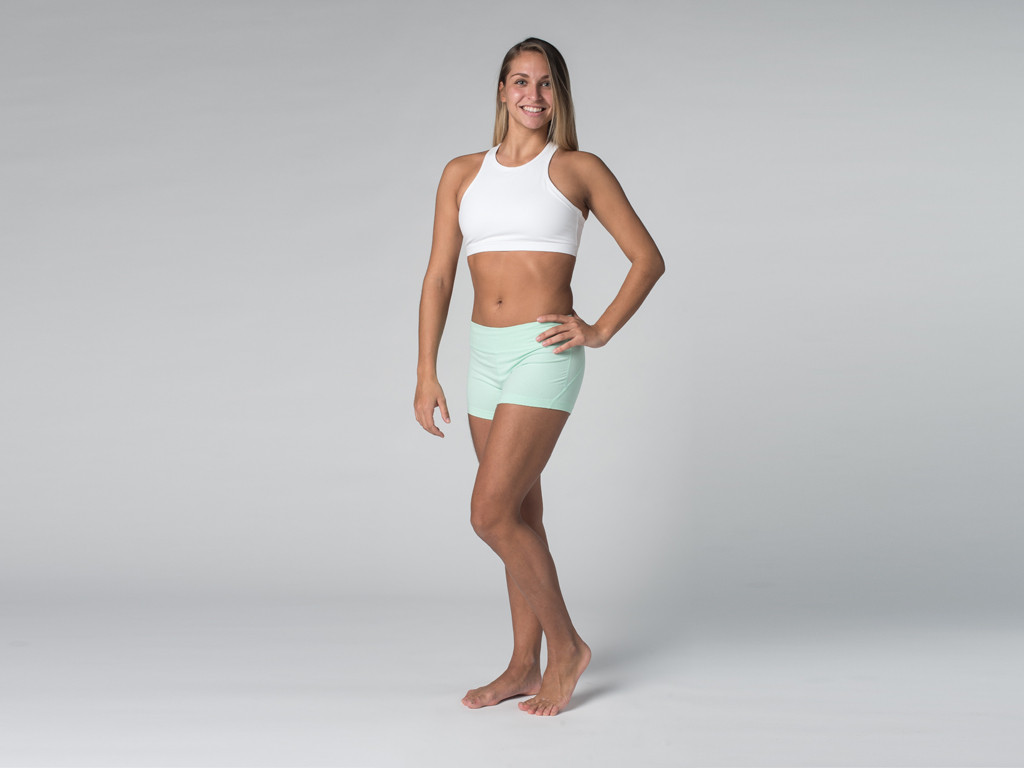 Short de yoga 95% coton Bio et 5% Lycra Vert Lagon - Fin de Serie