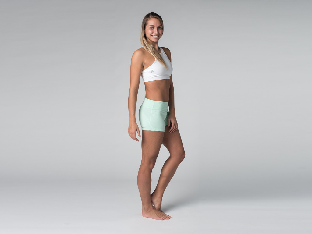 Short de yoga 95% coton Bio et 5% Lycra Vert Lagon - Fin de Serie