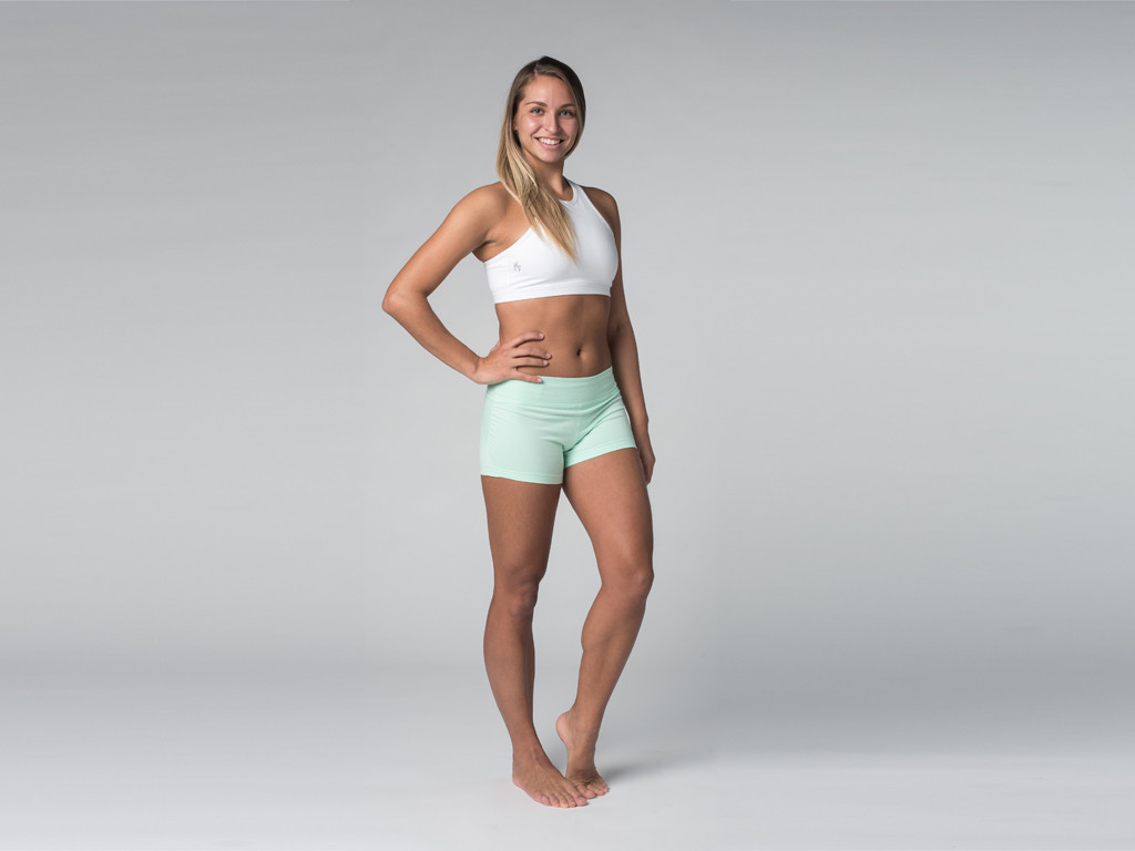 Short de yoga 95% coton Bio et 5% Lycra Vert Lagon - Fin de Serie
