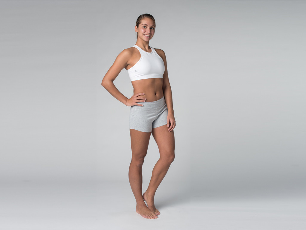 Short de yoga 95% coton Bio et 5% Lycra Gris - Fin de Serie