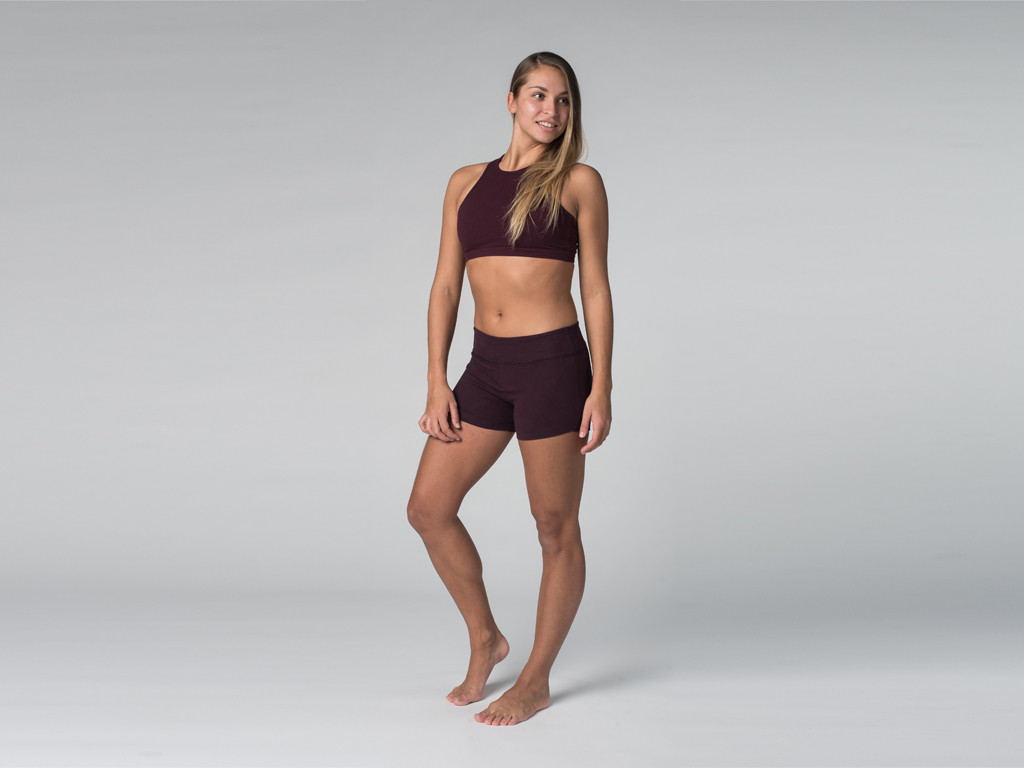 Short de yoga 95% coton Bio et 5% Lycra Prune - Fin de Serie