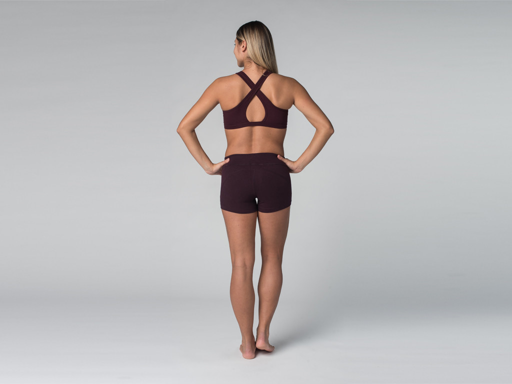 Short de yoga 95% coton Bio et 5% Lycra Prune - Fin de Serie