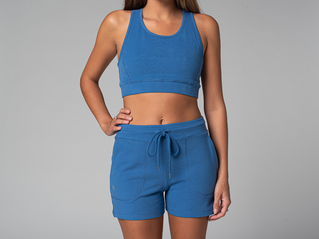 Pantalones cortos de yoga Cool - Orgánico Azul cálido