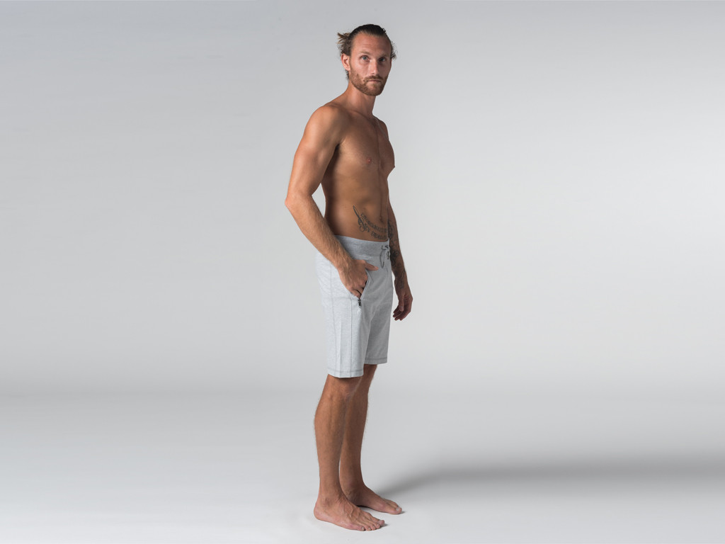 Short de yoga homme - Coton Bio Gris - Fin de Serie