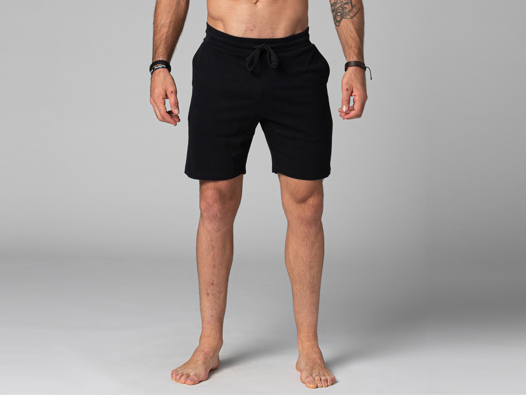 Men's Straight Yoga Shorts - Organic Cotton Black