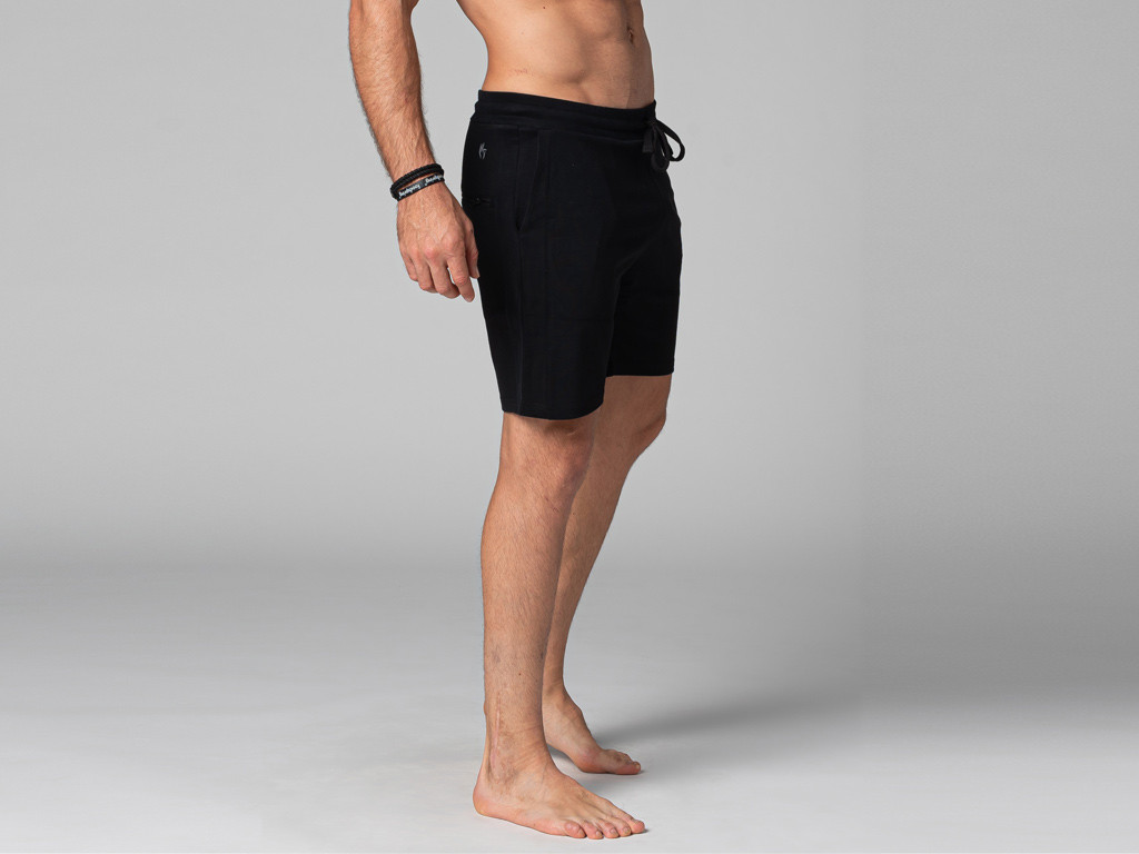 Men's Straight Yoga Shorts - Organic Cotton Black
