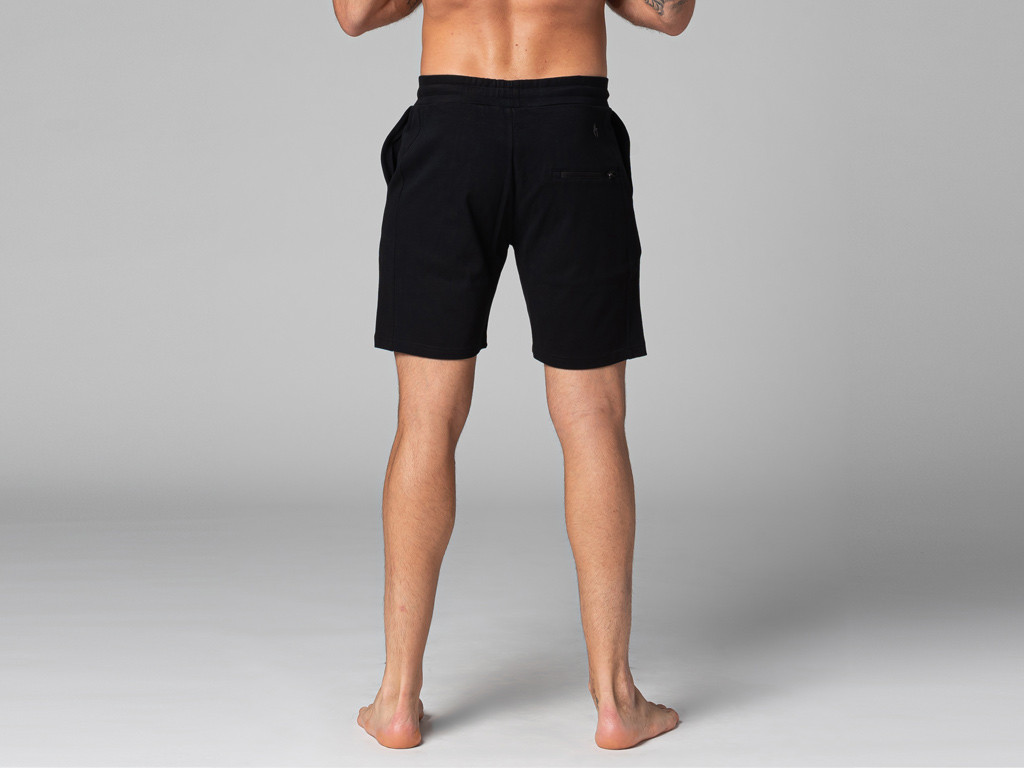 Herren-Yoga-Shorts – Bio-Baumwolle Schwarz