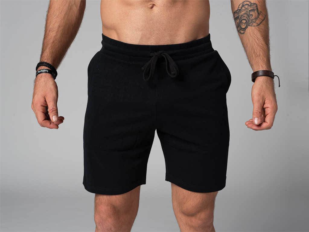 Men's Straight Yoga Shorts - Organic Cotton Black