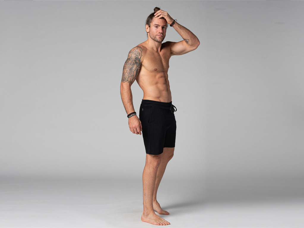 Herren-Yoga-Shorts – Bio-Baumwolle Schwarz