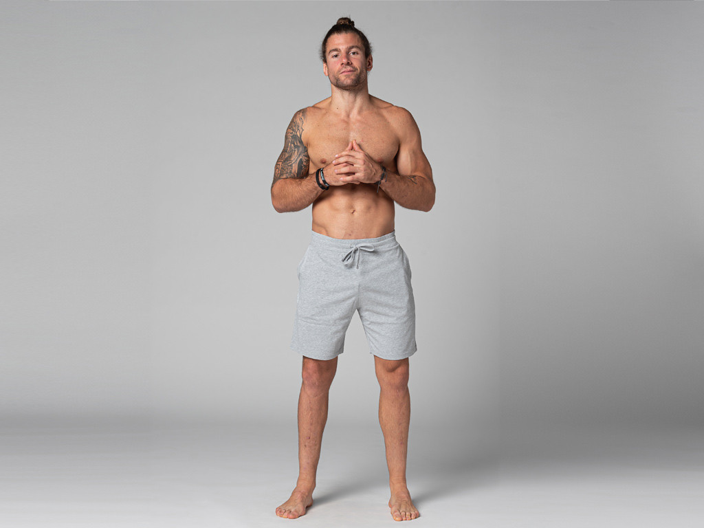 Short de Yoga Homme - Coton Bio Gris