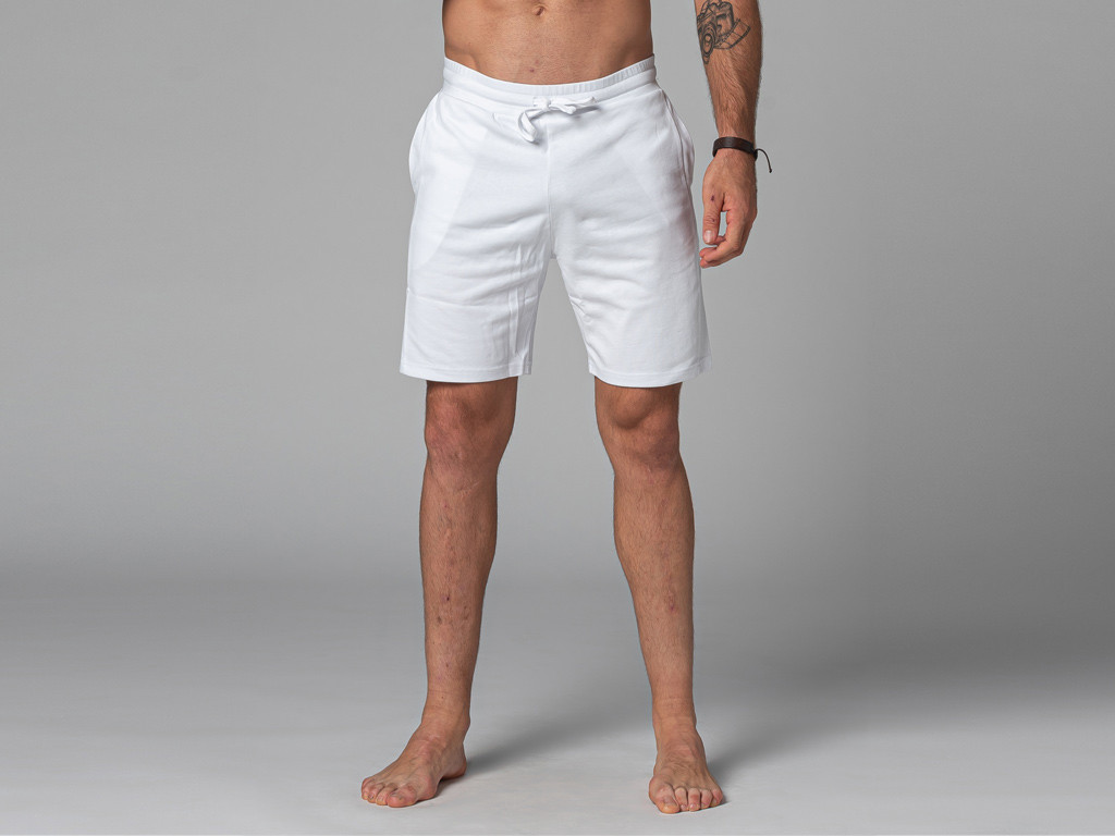 Herren-Yoga-Shorts – Bio-Baumwolle Weiß