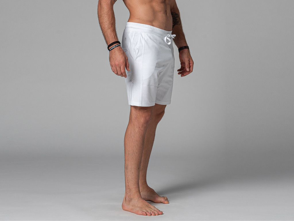Men's Straight Yoga Shorts - Organic Cotton White