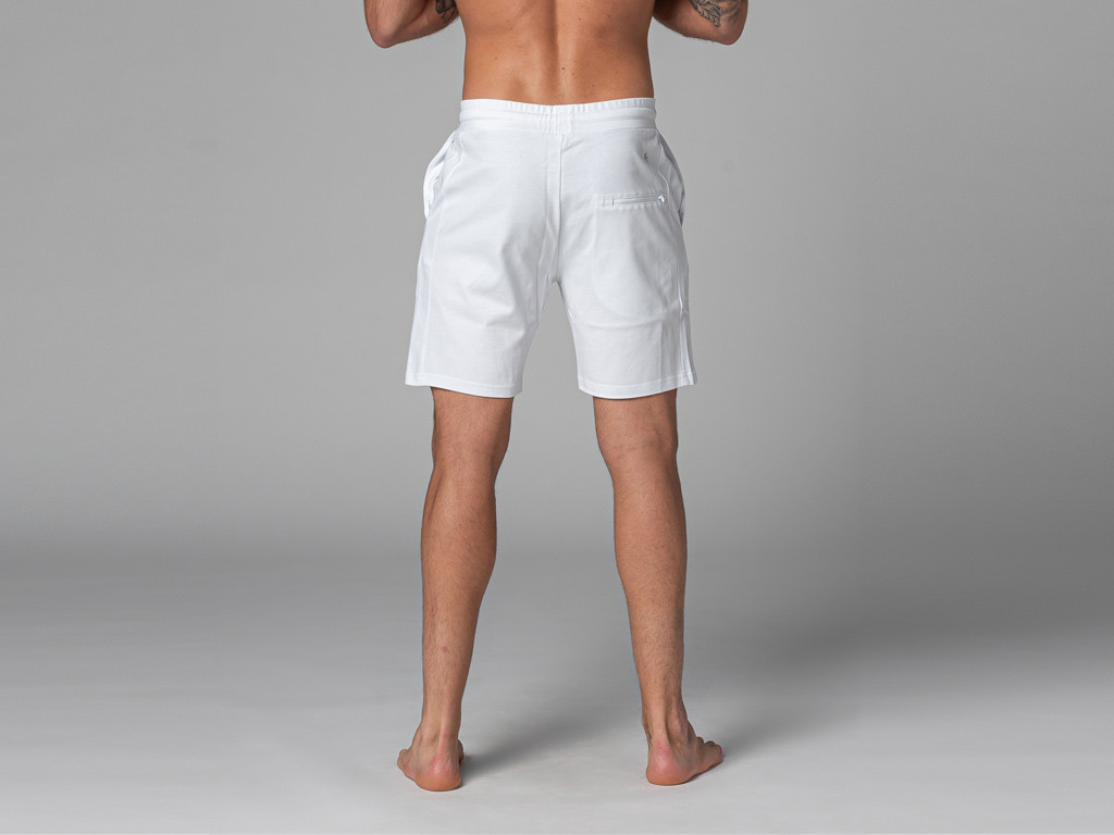 Herren-Yoga-Shorts – Bio-Baumwolle Weiß