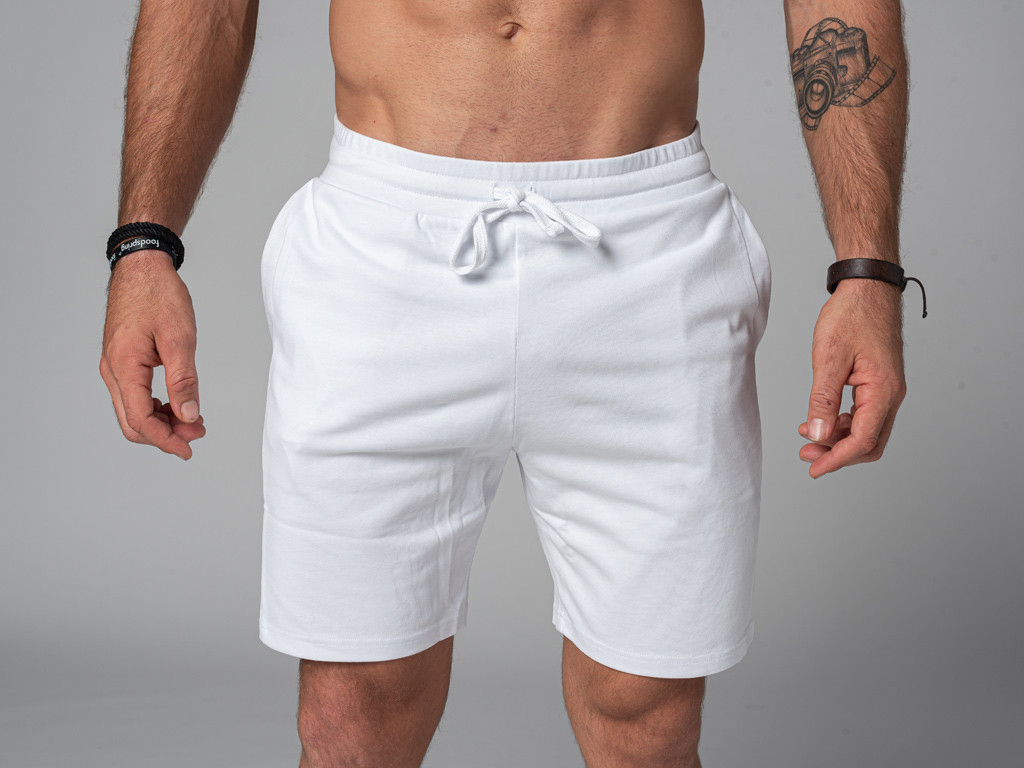 Men's Straight Yoga Shorts - Organic Cotton White