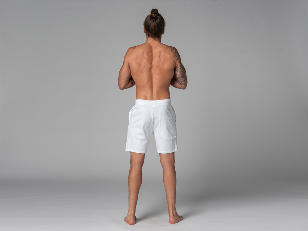 Short de Yoga Homme - Coton Bio Blanc