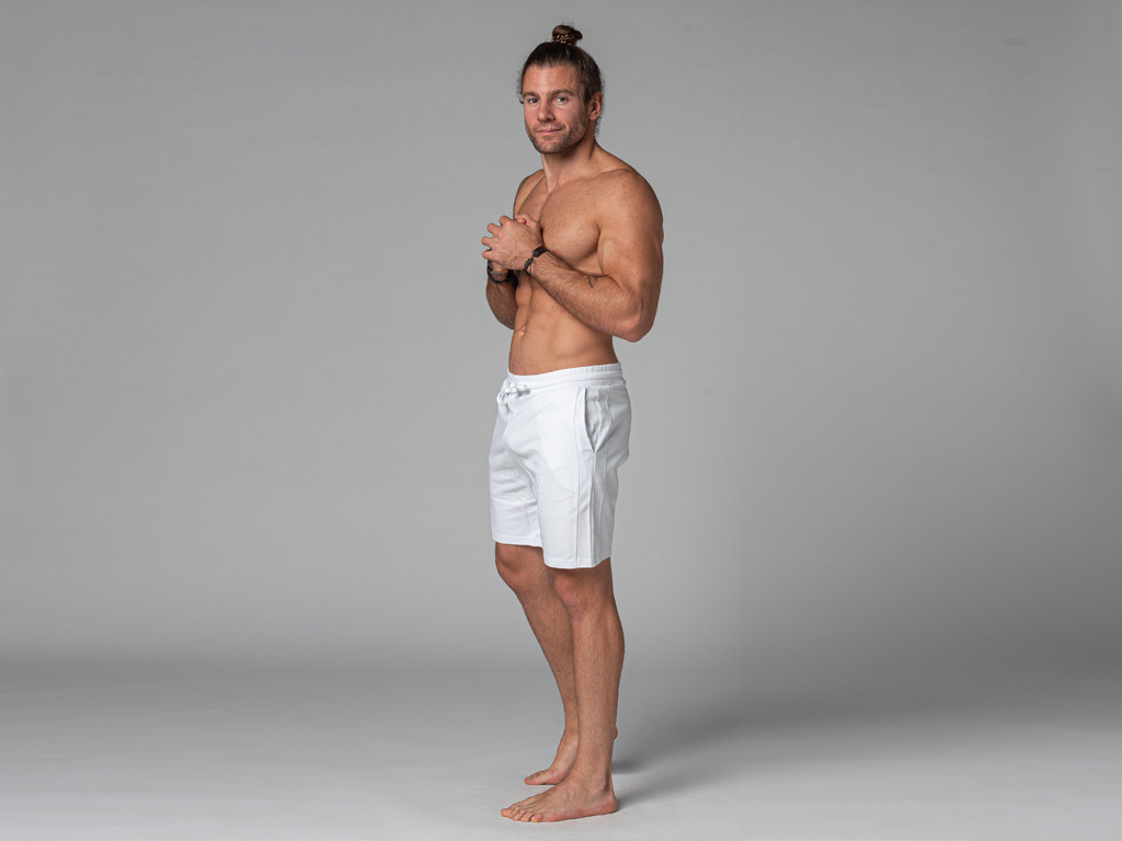 Short de Yoga Homme - Coton Bio Blanc