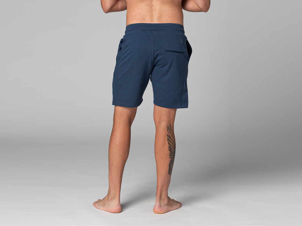 Men's Straight Yoga Shorts - Organic Cotton Blue