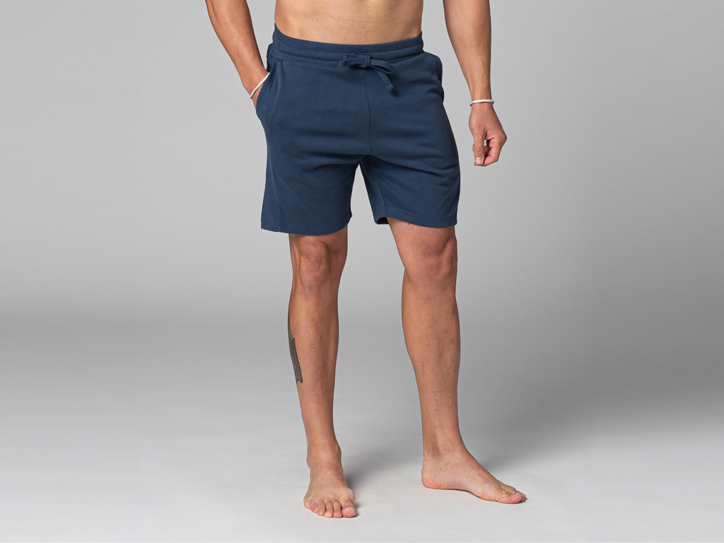 Herren-Yoga-Shorts – Bio-Baumwolle Blau