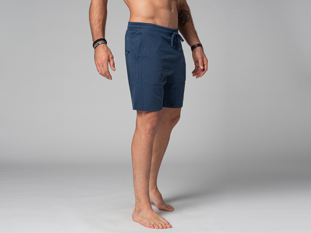 Men's Straight Yoga Shorts - Organic Cotton Blue