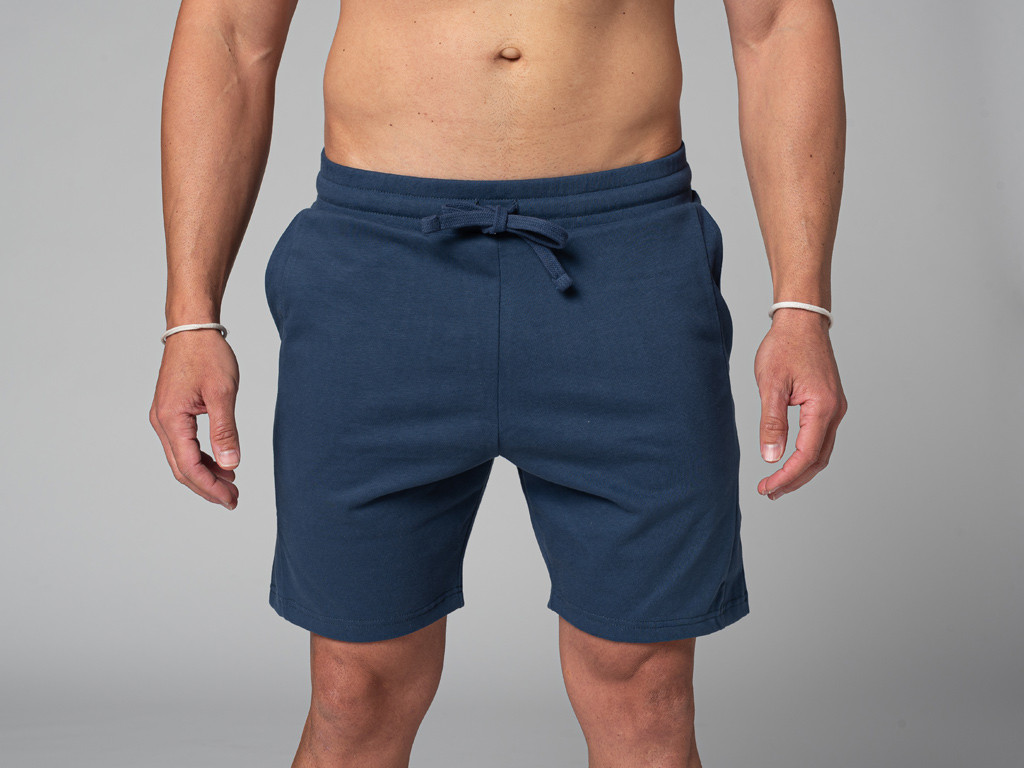 Men's Straight Yoga Shorts - Organic Cotton Blue