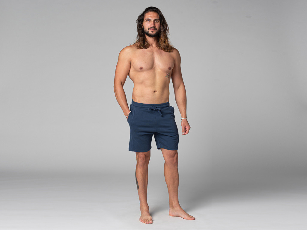 Men's Straight Yoga Shorts - Organic Cotton Blue
