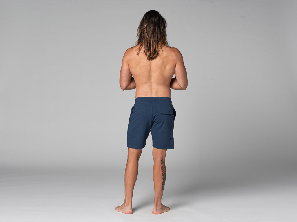Men's Straight Yoga Shorts - Organic Cotton Blue