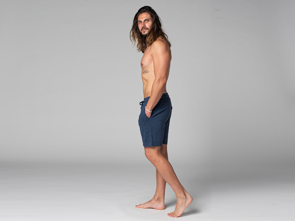 Short de Yoga Homme - Coton Bio Bleu