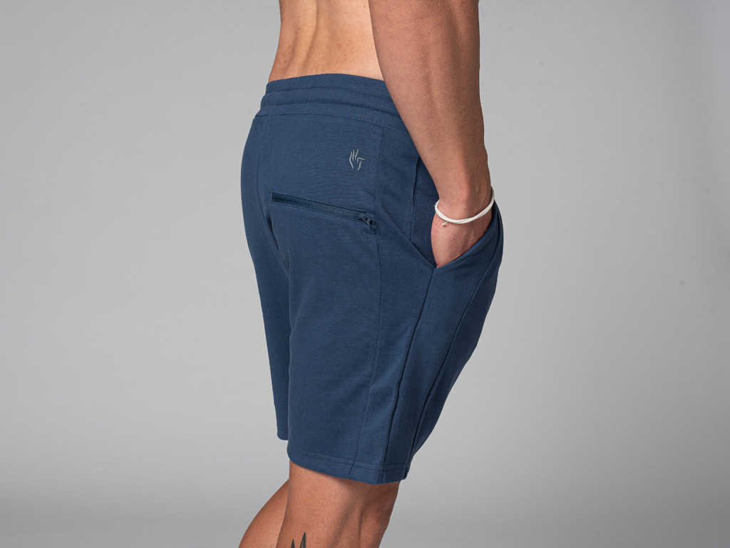 Men's Straight Yoga Shorts - Organic Cotton Blue