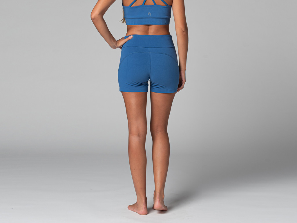 Short de yoga Slim - Bio Bleu Chaud