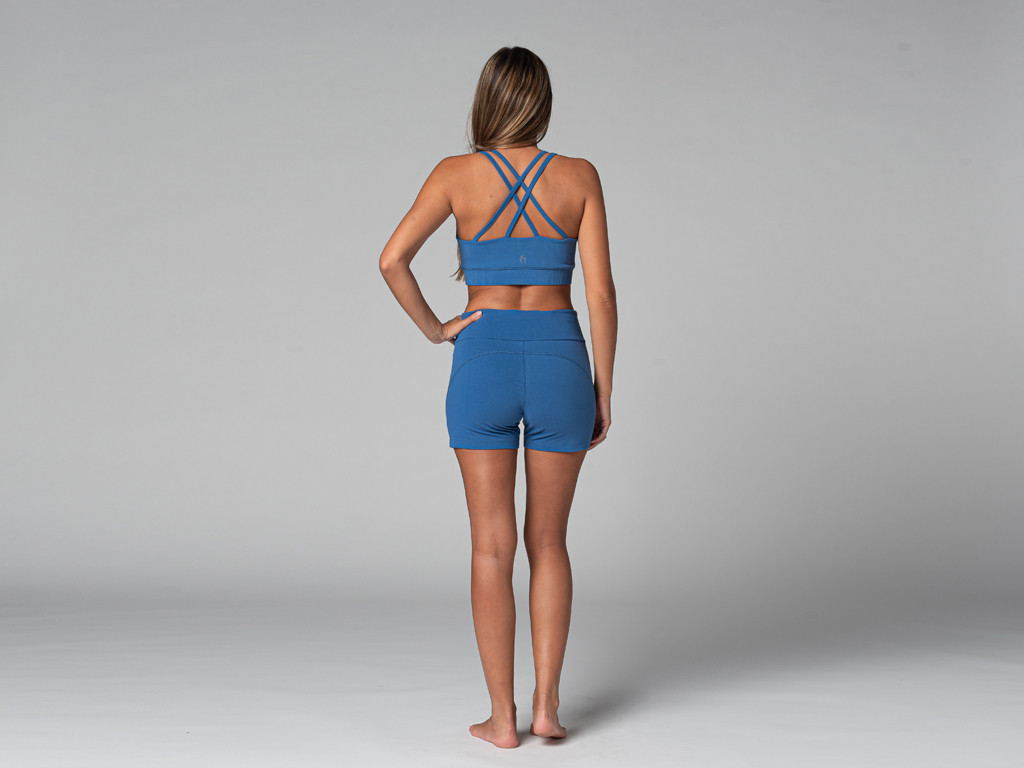 Short de yoga Slim - Bio Bleu Chaud