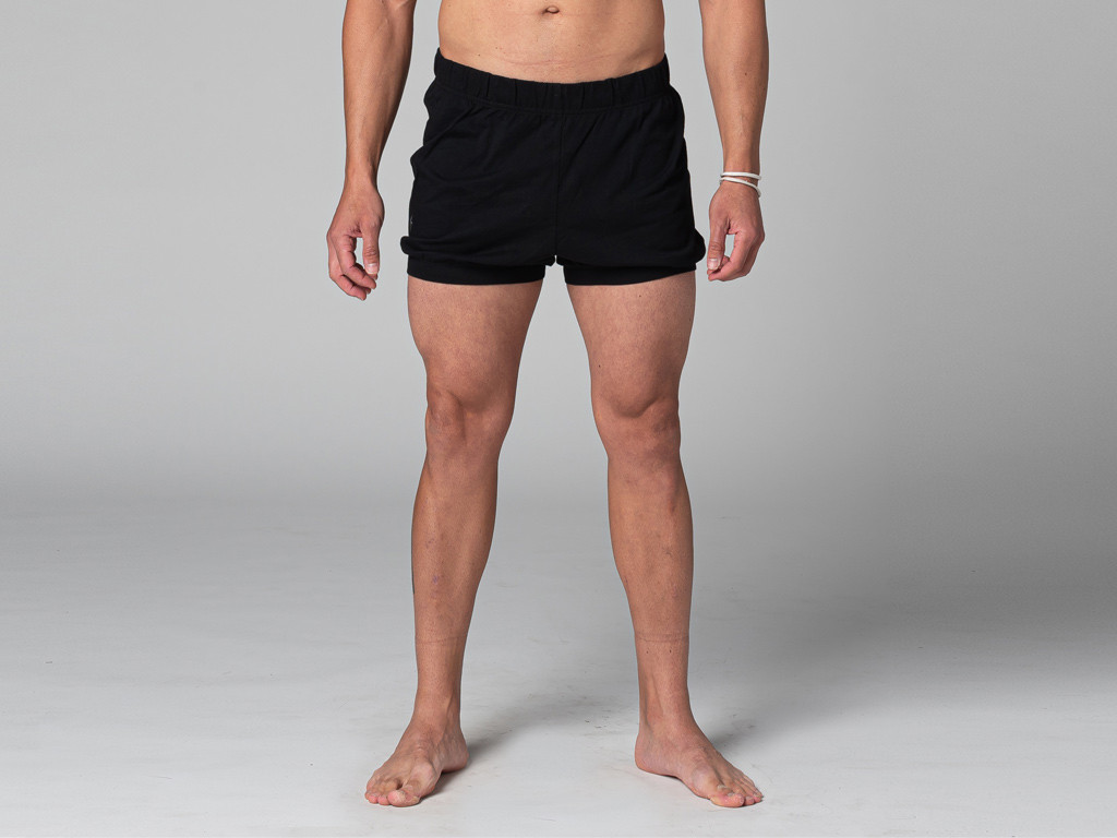 Pantalones Cortos Tradicionales Iyengar para Hombre - Algodón orgánico Negro