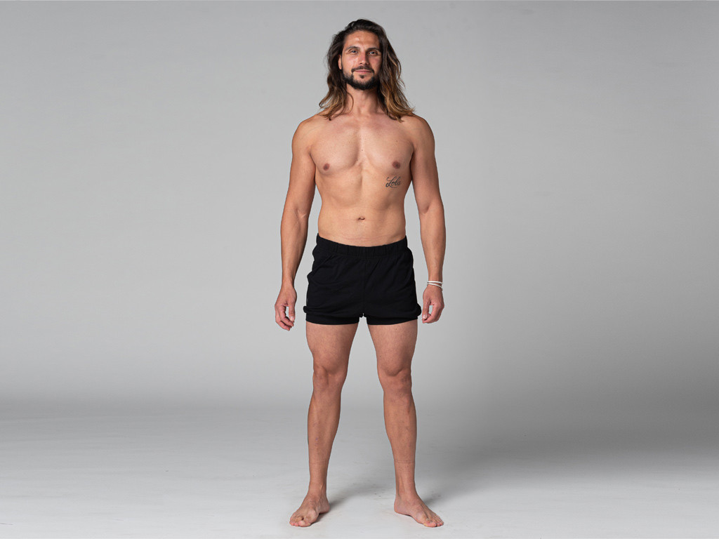 Pantalones Cortos Tradicionales Iyengar para Hombre - Algodón orgánico Negro