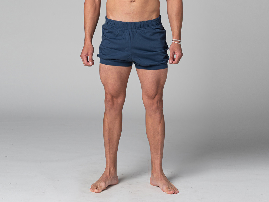 Short Homme Traditionnel Iyengar - Coton Bio Bleu