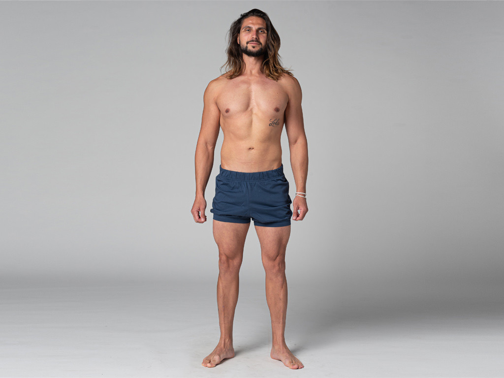 Pantalones Cortos Tradicionales Iyengar para Hombre - Algodón orgánico Azul
