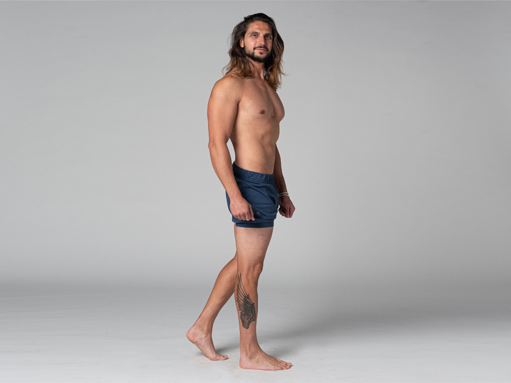 Pantaloncini tradizionali da uomo Iyengar - cotone biologico Blu
