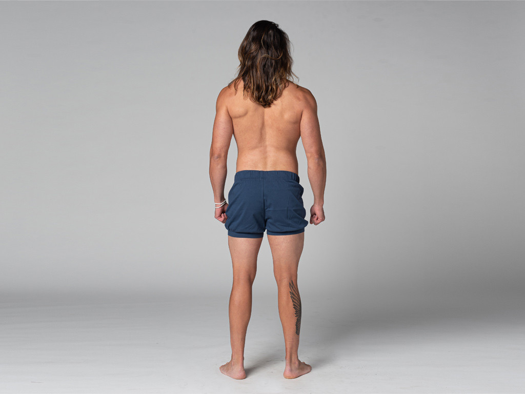 Pantalones Cortos Tradicionales Iyengar para Hombre - Algodón orgánico Azul